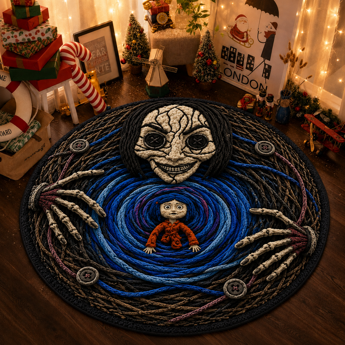 Coraline 3D Quilted Rug, Halloween Party Decor Floor Mat