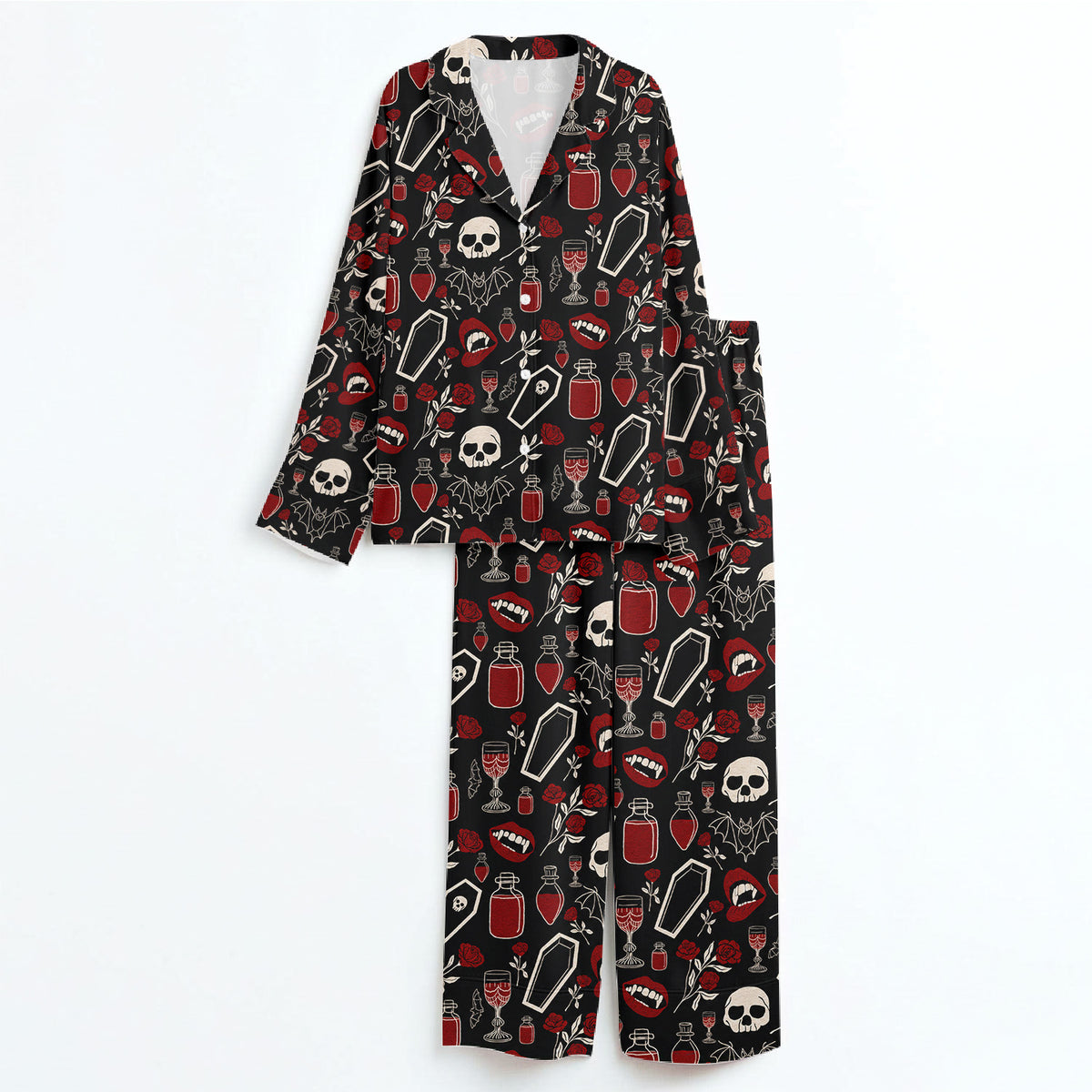Gothic Skull Pajamas, Dark Halloween Set