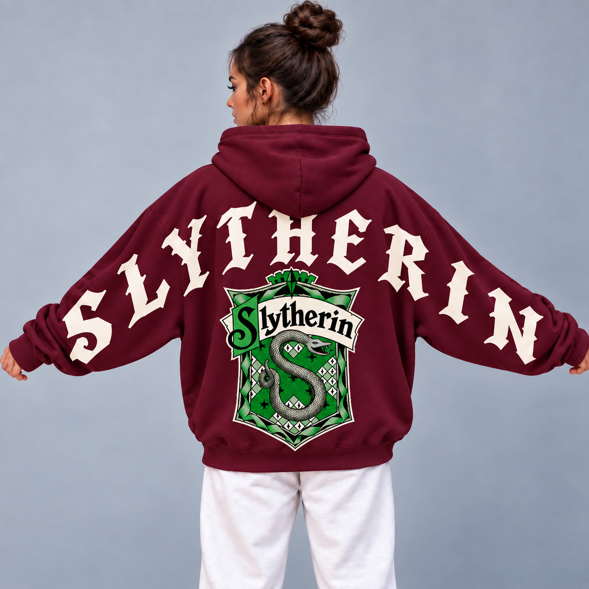 Personalized Wizard House Hoodie, Custom Name Sweatshirt Snake Crest