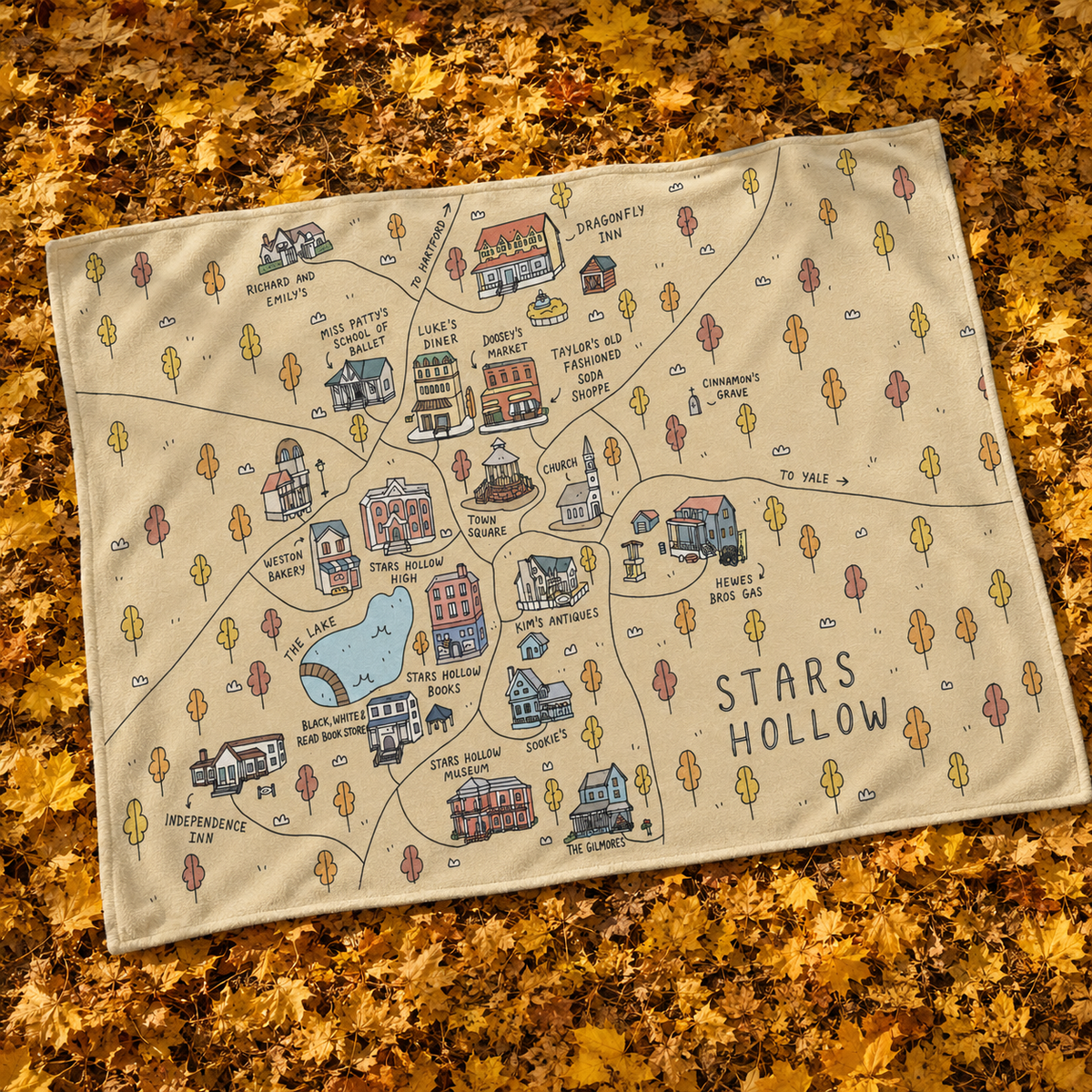 Stars Hollow Map Throw Blanket, Gilmore Girls Throw