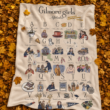 Stars Hollow Map Throw Blanket, Gilmore Girls Alphabet Throw