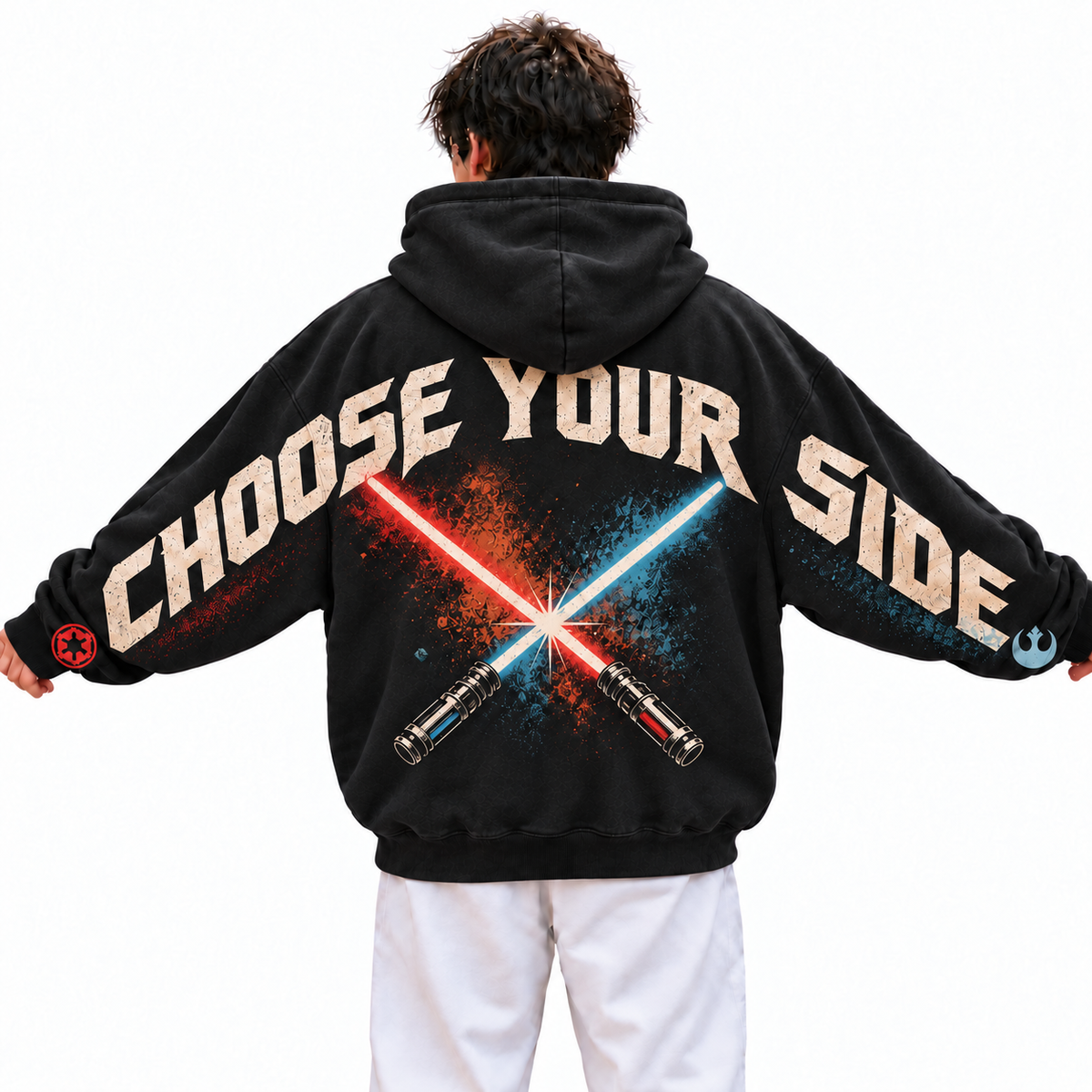 Vintage Sci-Fi Back & Sleeve Print, Star Galaxy Wars Hoodie