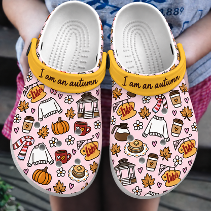 Luke's Coffee Gilmore Girls Pink Clogs, I Am an Autumn Slip-On Shoes