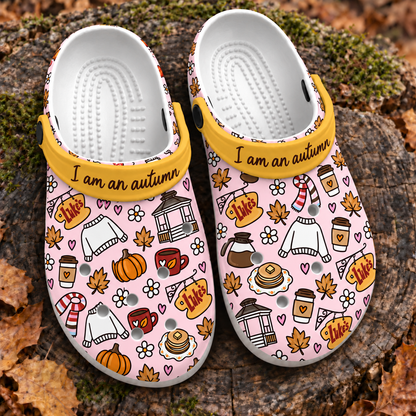 Luke's Coffee Gilmore Girls Pink Clogs, I Am an Autumn Slip-On Shoes