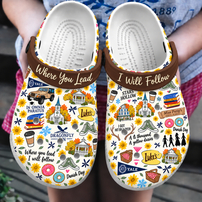 Gilmore Girls Clogs, Where You Lead I Will Follow Slip-On Shoes