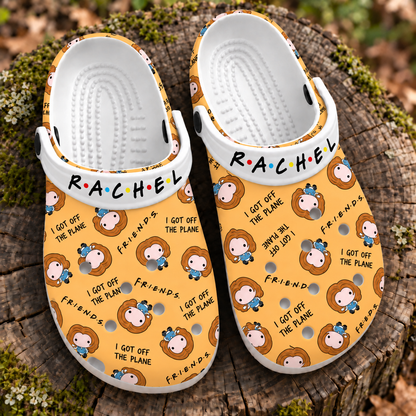 Friends Rachel Green Clogs, I Got Off the Plane Quote Slip-On Shoes
