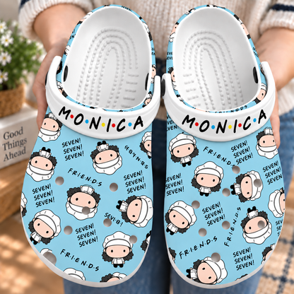 Friends Monica Geller Clogs, Seven Seven Seven Quote Slip-On Shoes