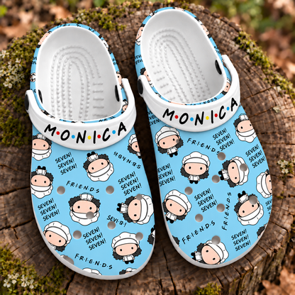 Friends Monica Geller Clogs, Seven Seven Seven Quote Slip-On Shoes