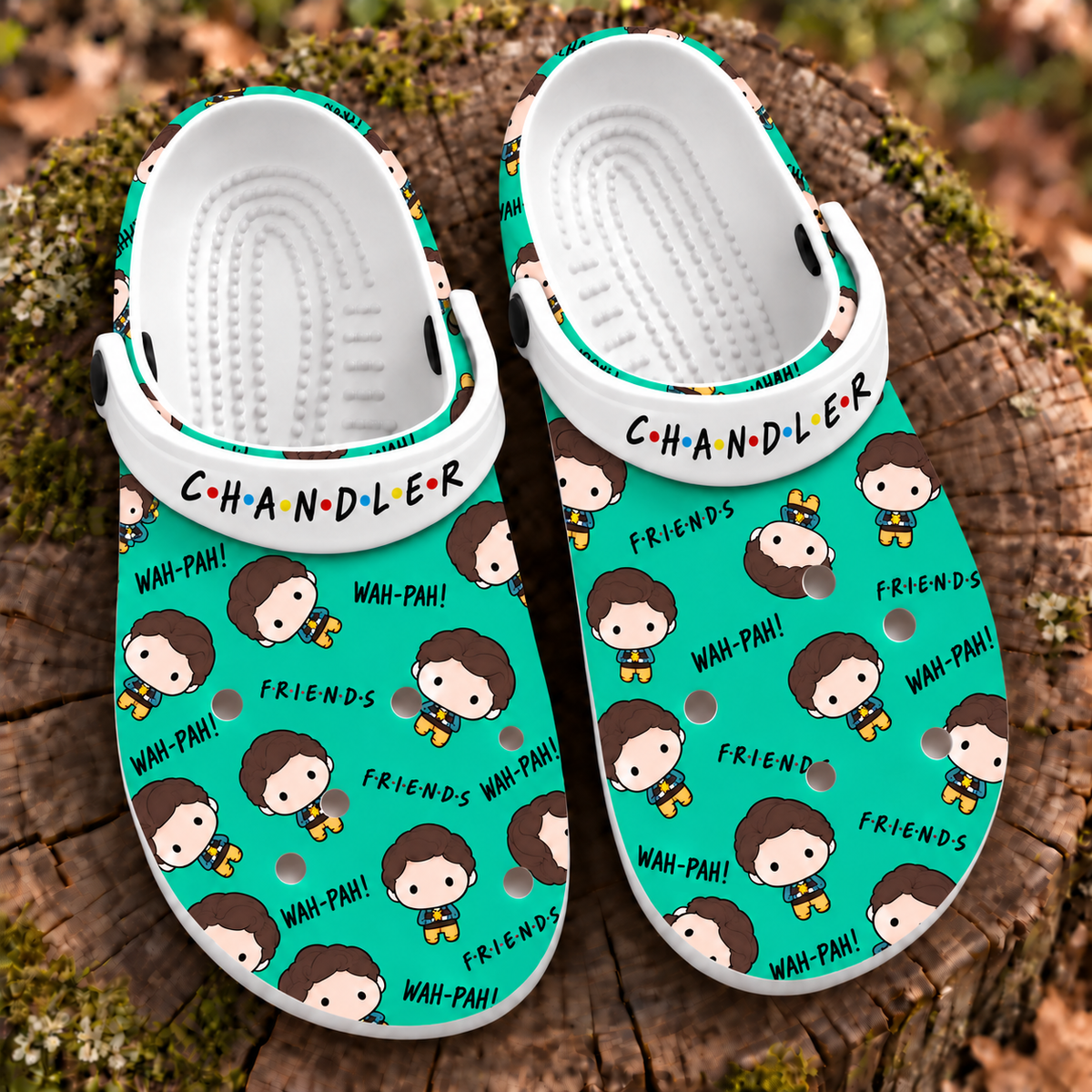 Friends Chandler Bing Clogs, Wah-Pah Quote Slip-On Shoes