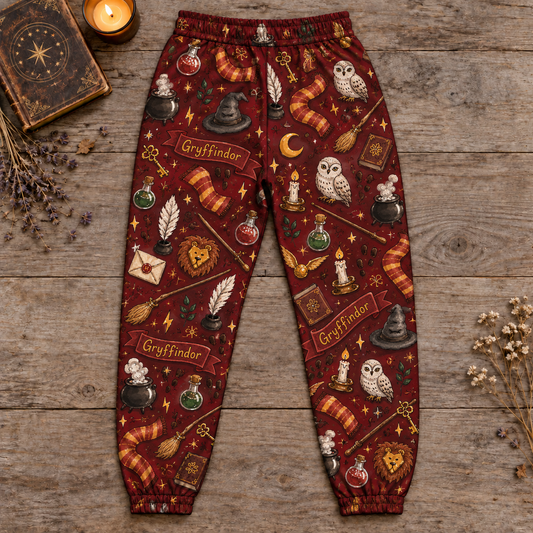 Harry Potter Gryffindor Jogger Pants, Burgundy Lounge Pants