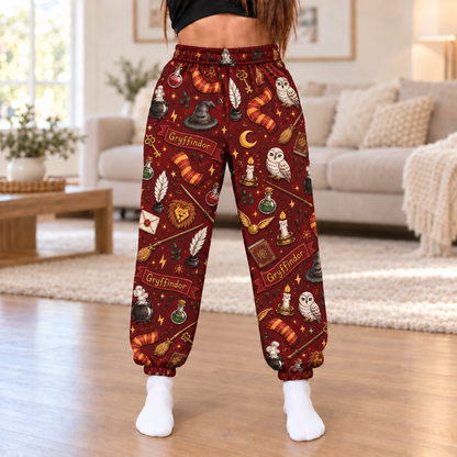 Harry Potter Gryffindor Jogger Pants, Burgundy Lounge Pants