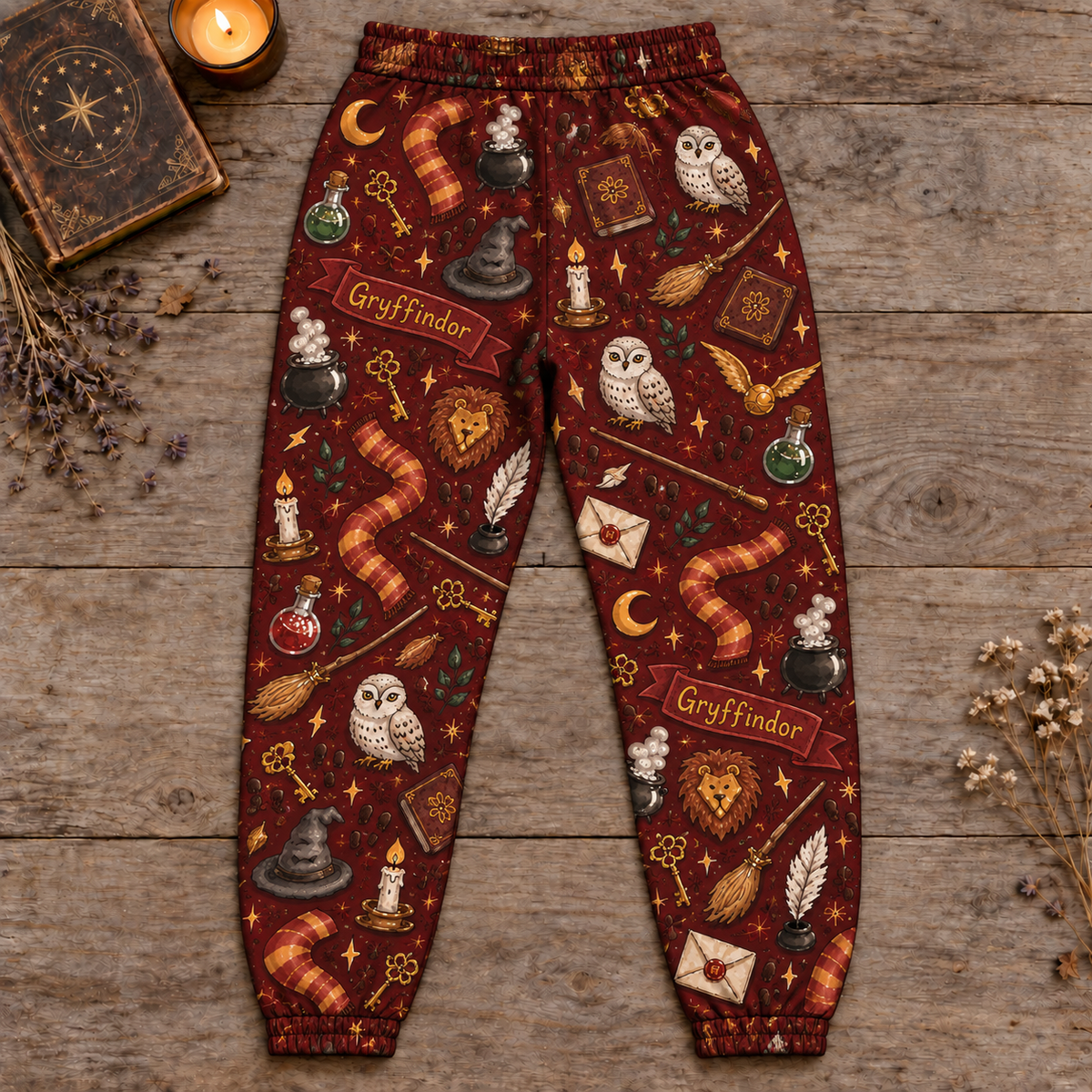 Harry Potter Gryffindor Jogger Pants, Burgundy Lounge Pants