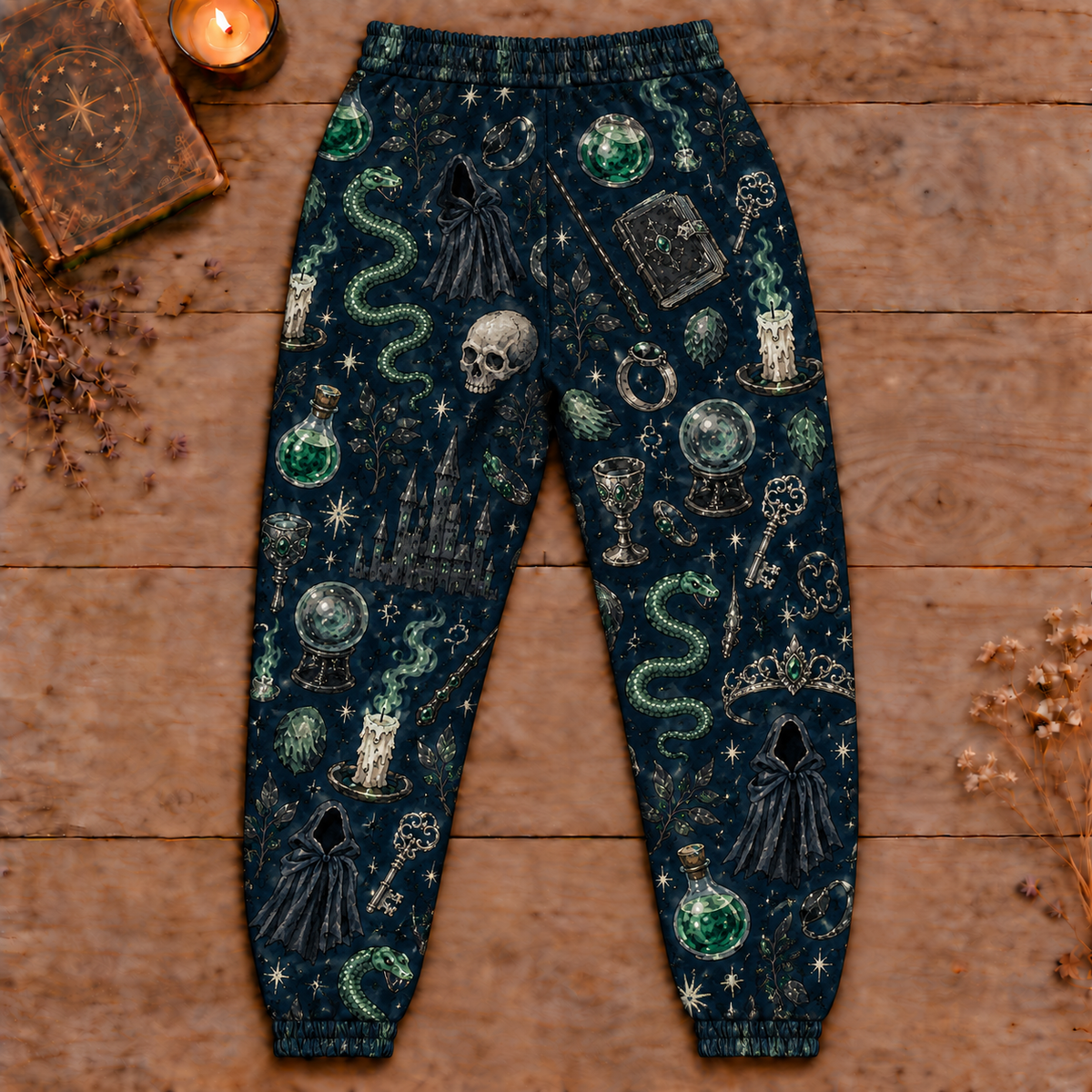 Voldermort Poison Jogger Pants, Gothic Wizard Fantasy Lounge Pants