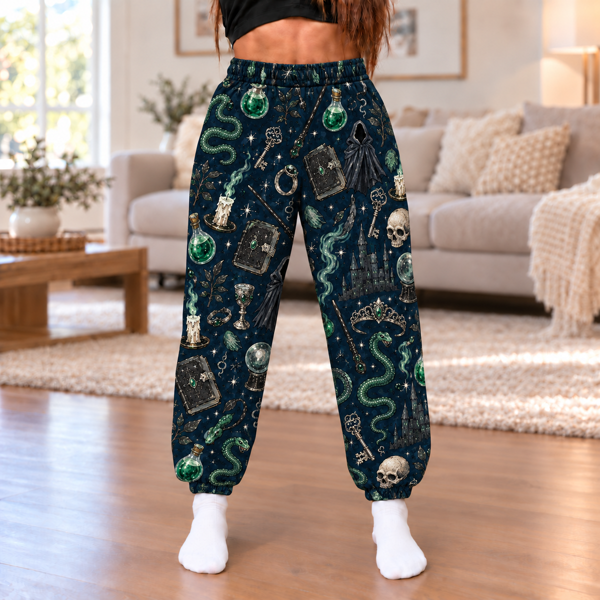 Voldermort Poison Jogger Pants, Gothic Wizard Fantasy Lounge Pants