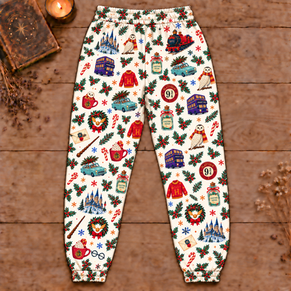 Harry Potter Christmas Joggers, Cream Holiday Lounge Pants