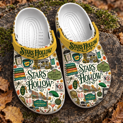 Gilmore Girls Stars Hollow Clogs, Luke’s Coffee & Book Print Slip-On Shoes