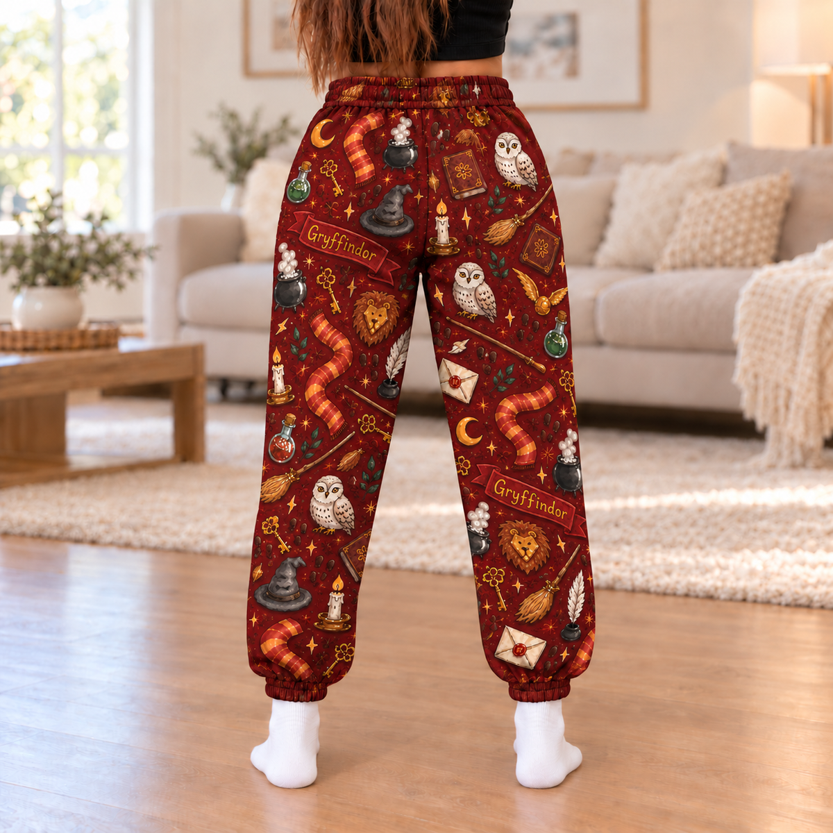 Harry Potter Gryffindor Jogger Pants, Burgundy Lounge Pants
