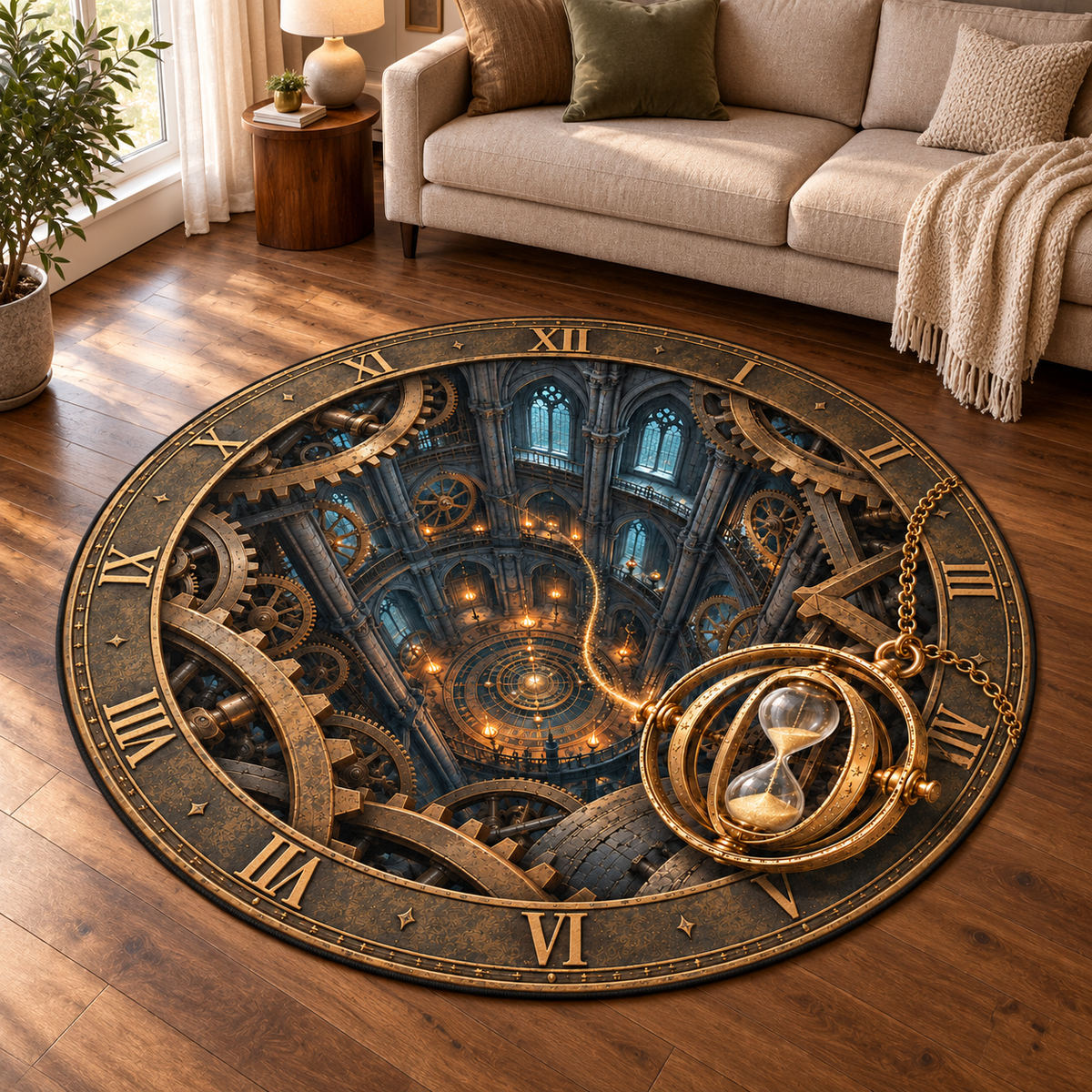 Enchanted Clockwork 3D Illusion Wizard Rug