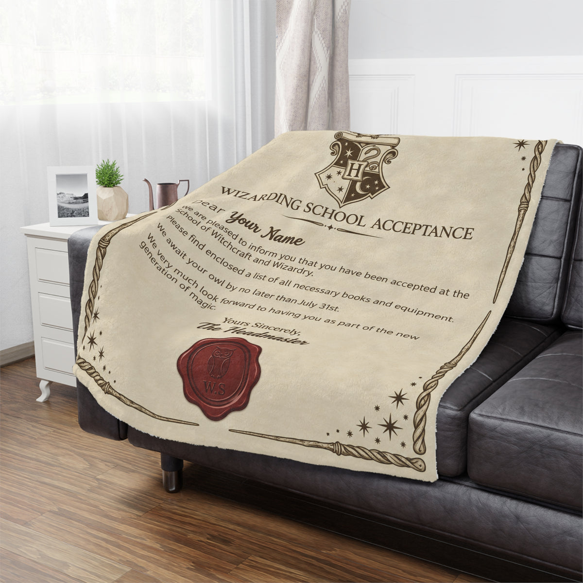 Personalized Wizard Acceptance Letter Blanket