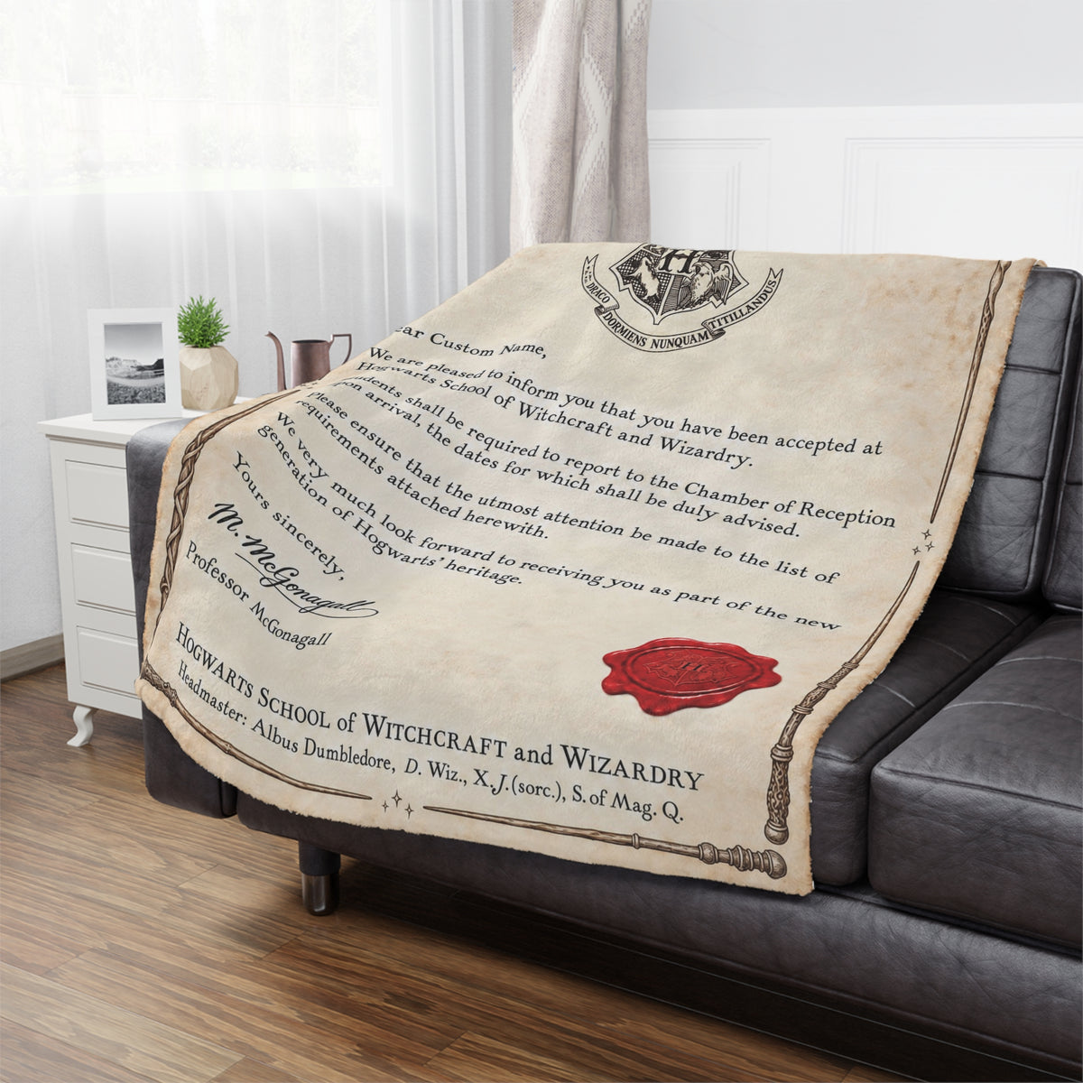 Personalized Wizard Acceptance Letter Blanket