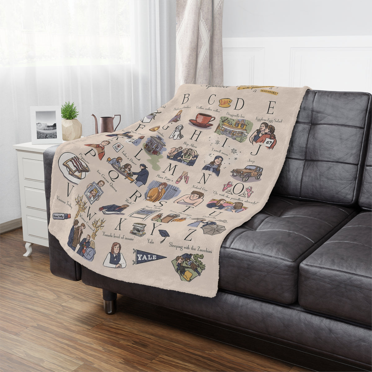 Stars Hollow Map Throw Blanket, Gilmore Girls Alphabet Throw