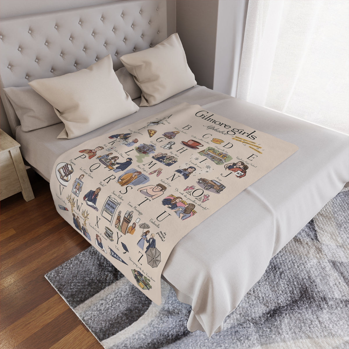 Stars Hollow Map Throw Blanket, Gilmore Girls Alphabet Throw