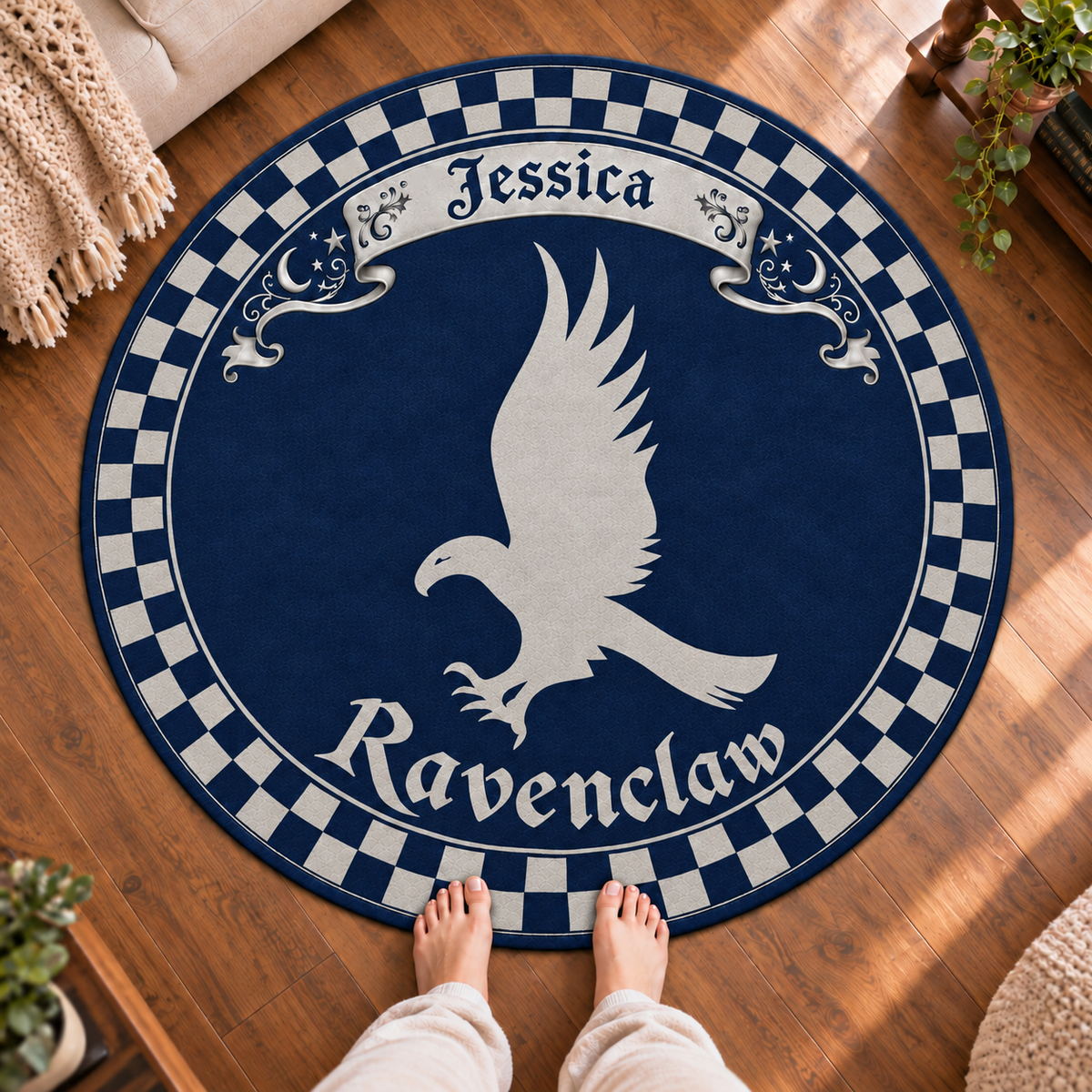 Personalized Wizard School Round Rug, Custom Name Eagle House Carpet