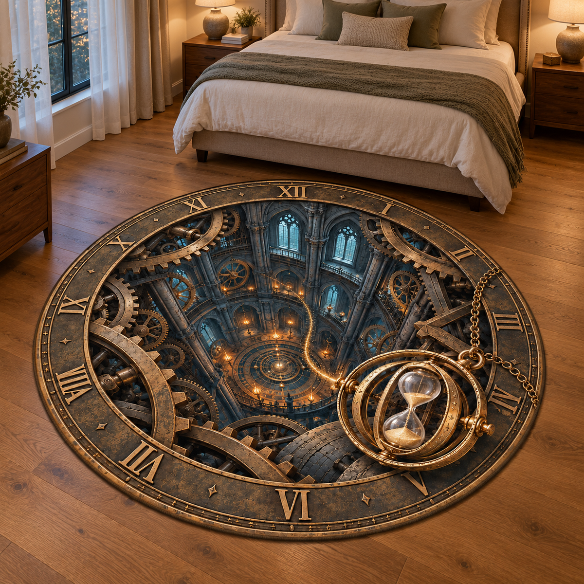 Enchanted Clockwork 3D Illusion Wizard Rug