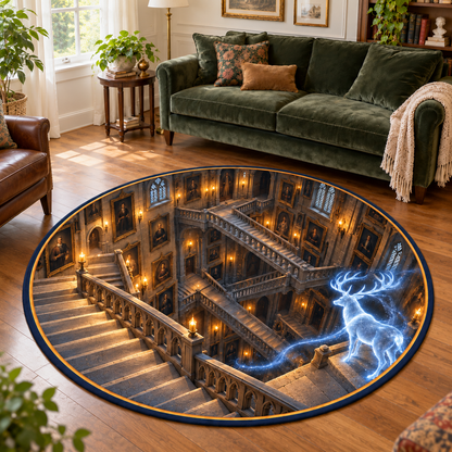 Mystic Stairway 3D Illusion Round Rug