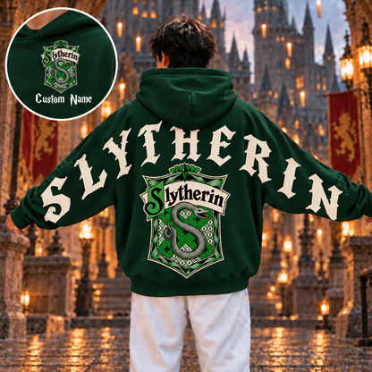 Personalized Wizard House Hoodie, Custom Name Sweatshirt Snake Crest