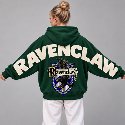 Wizard Ravenclaw Hoodie, Oversized Sweatshirt with House Crest and Back Print