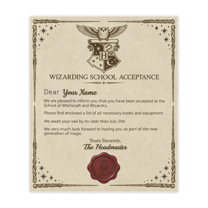 Personalized Wizard Acceptance Letter Blanket