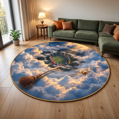 Golden Flight 3D Illusion Round Rug