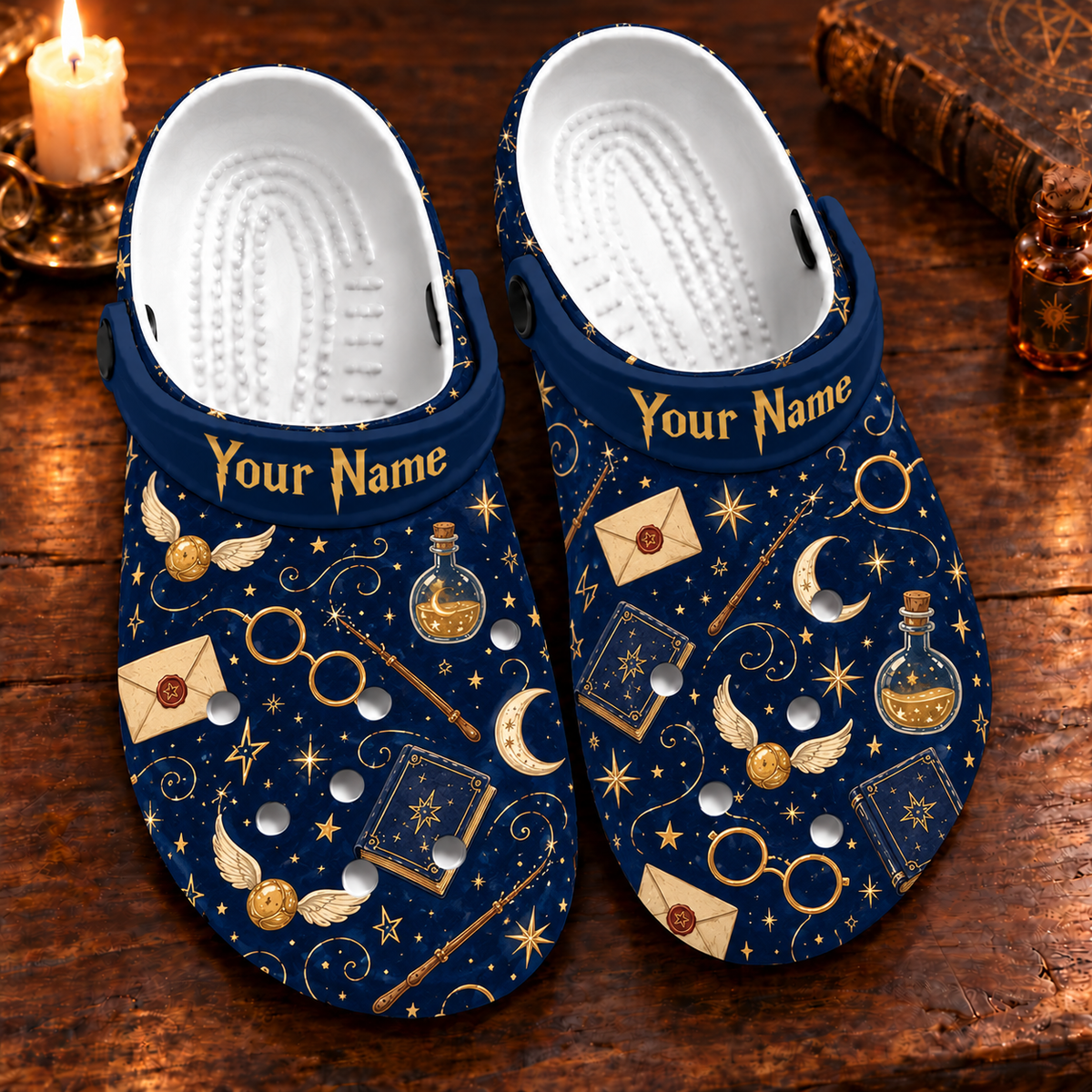 Personalized Magic Clogs, Wizard School Custom Name Slip-On Shoes