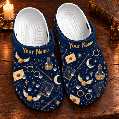 Personalized Magic Clogs, Wizard School Custom Name Slip-On Shoes