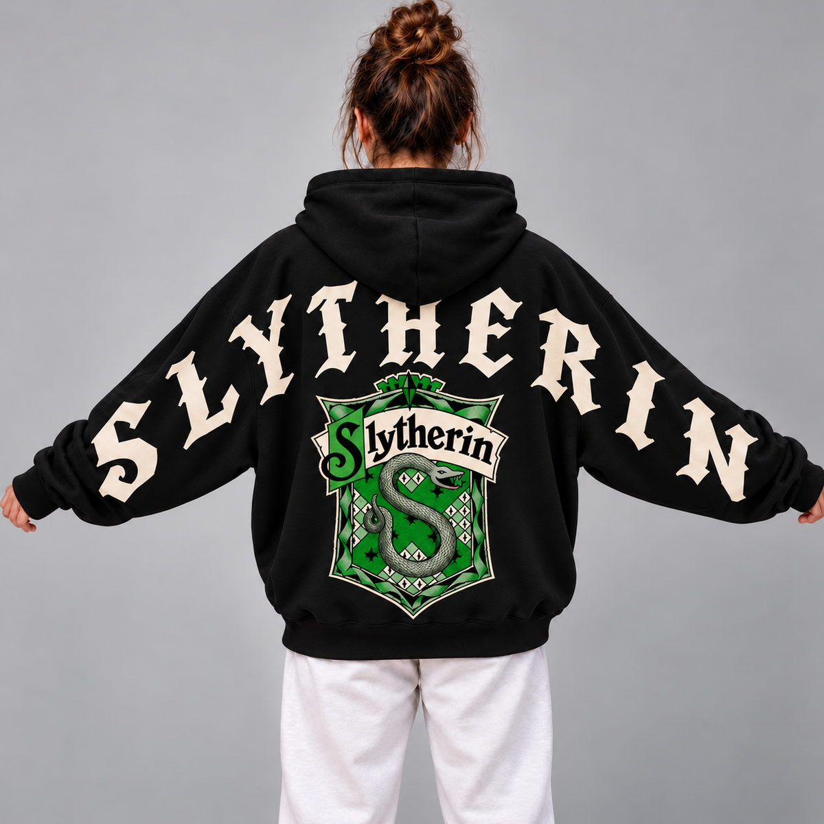 Personalized Wizard House Hoodie, Custom Name Sweatshirt Snake Crest