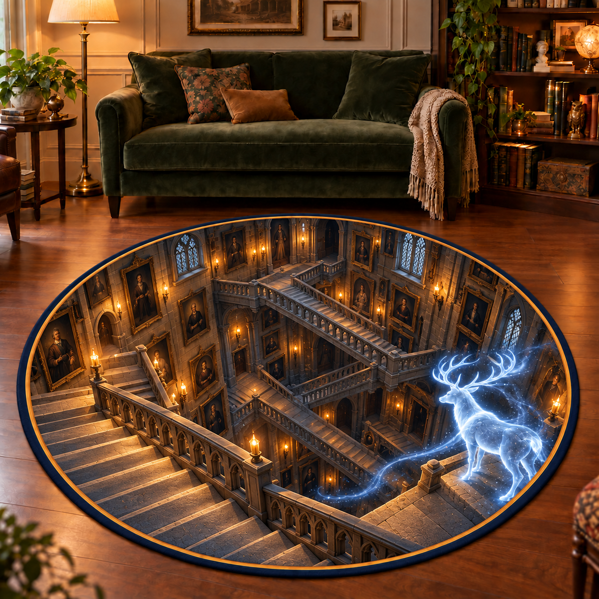 Mystic Stairway 3D Illusion Round Rug