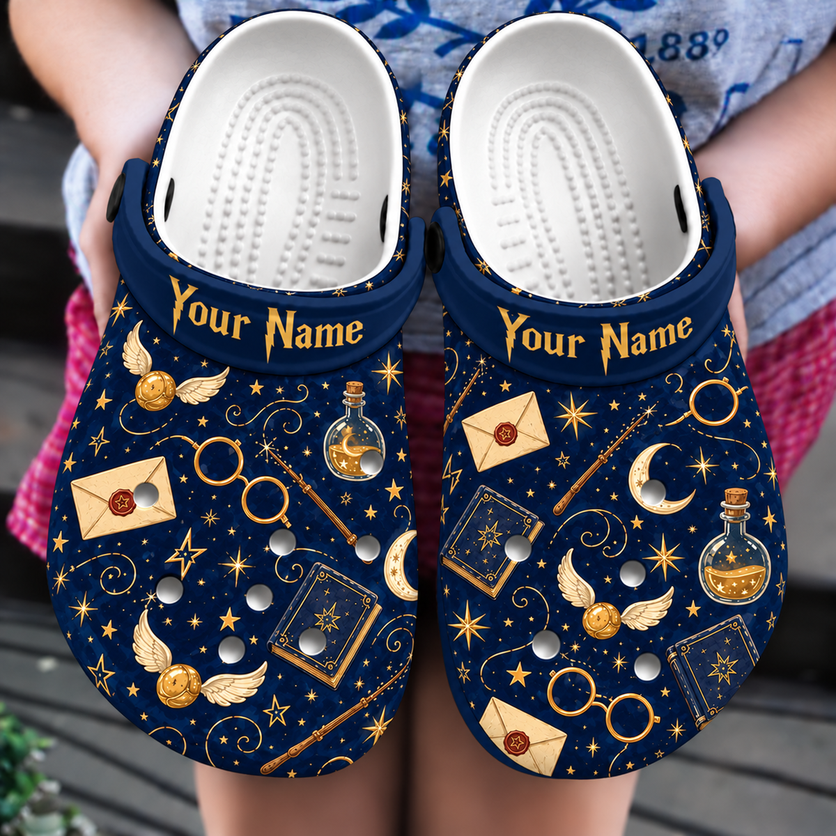 Personalized Magic Clogs, Wizard School Custom Name Slip-On Shoes