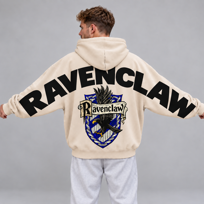 Wizard Ravenclaw Hoodie, Oversized Sweatshirt with House Crest and Back Print