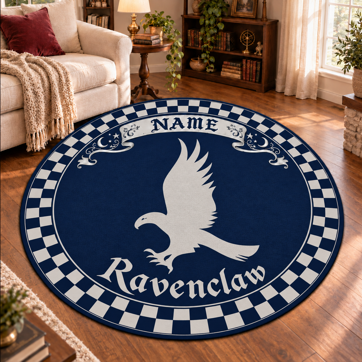 Personalized Wizard School Round Rug, Custom Name Eagle House Carpet