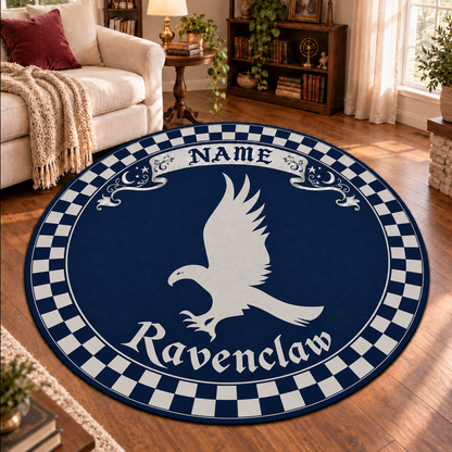 Personalized Wizard School Round Rug, Custom Name Eagle House Carpet