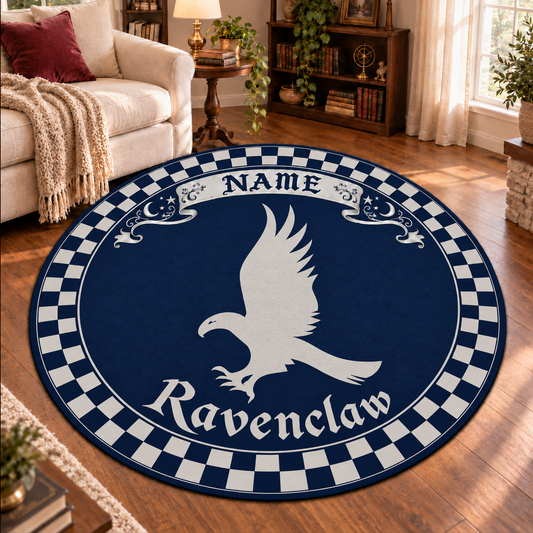 Personalized Wizard School Round Rug, Custom Name Eagle House Carpet