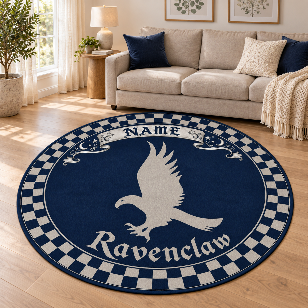 Personalized Wizard School Round Rug, Custom Name Eagle House Carpet