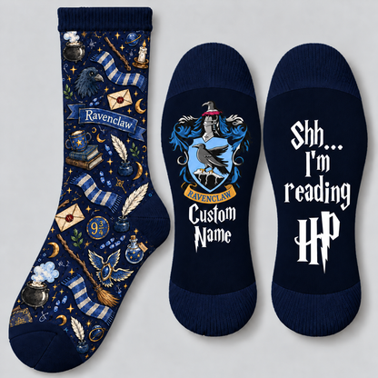 Personalized Wizard House Socks, Custom Name Socks with Eagle Crest