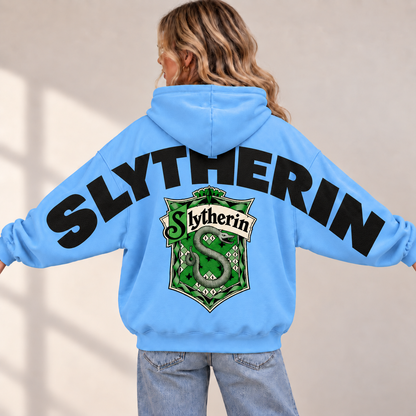 Wizard Slytherin Hoodie, Oversized Sweatshirt with Snake Crest and Back Print