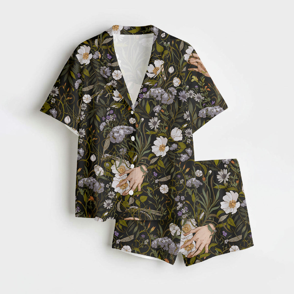 Dark Botanical Hands Pajama Set