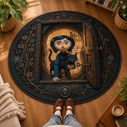 Coraline 3D Quilted Rug, Halloween Party Decor Floor Mat