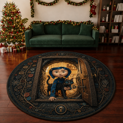 Coraline 3D Quilted Rug, Halloween Party Decor Floor Mat