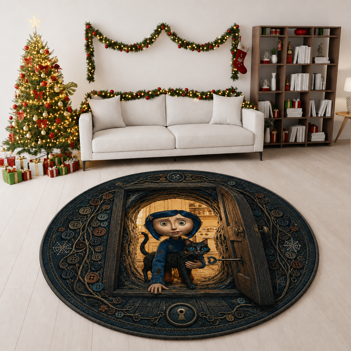 Coraline 3D Quilted Rug, Halloween Party Decor Floor Mat