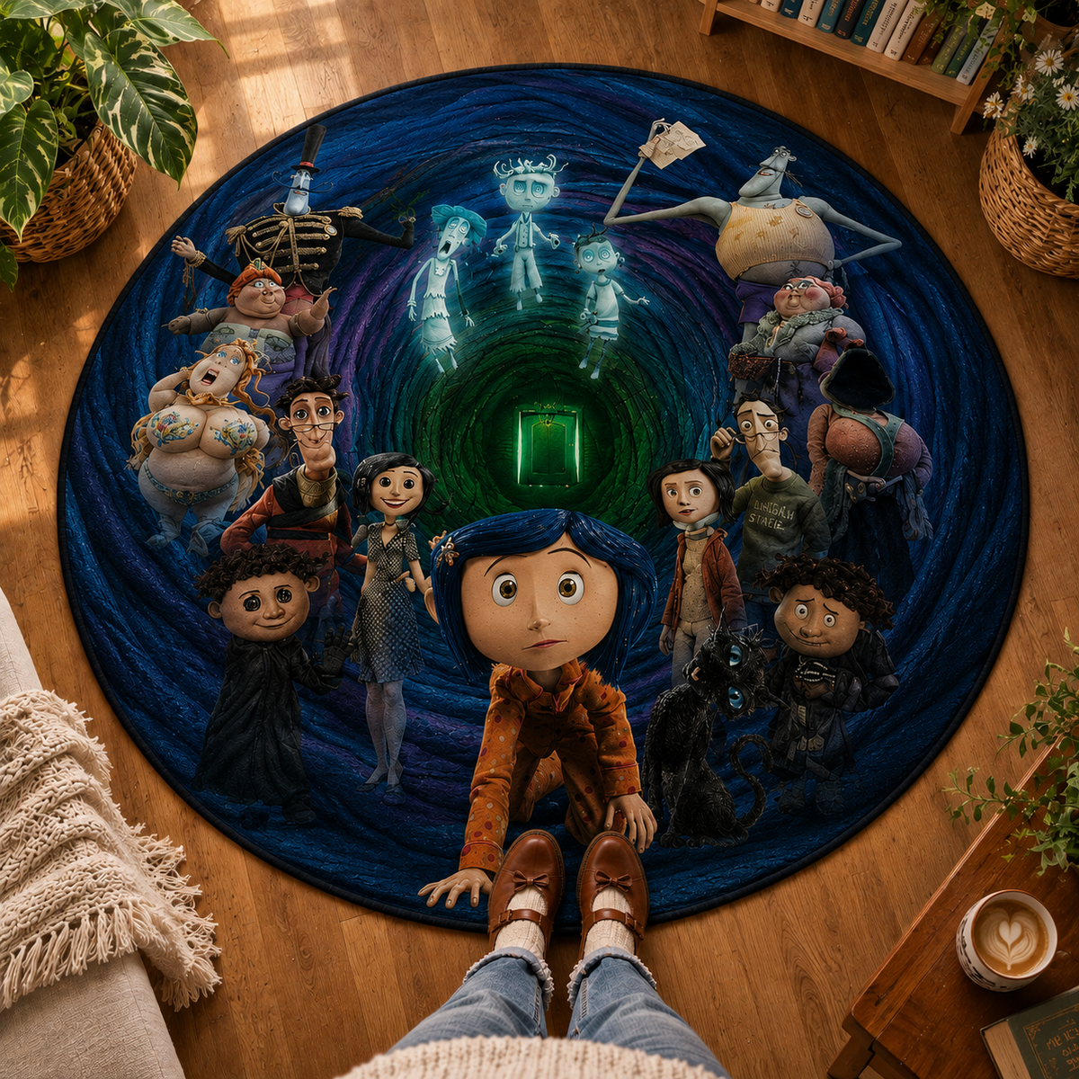 Coraline 3D Quilted Rug, Halloween Party Decor Floor Mat
